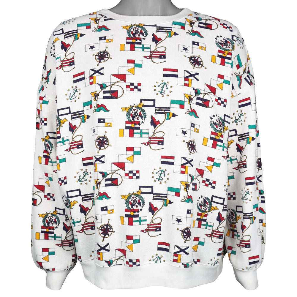 Vintage - Nautical Flags All Over Print Crew Neck Sweatshirt 1990s 3X-Large Vintage Retro