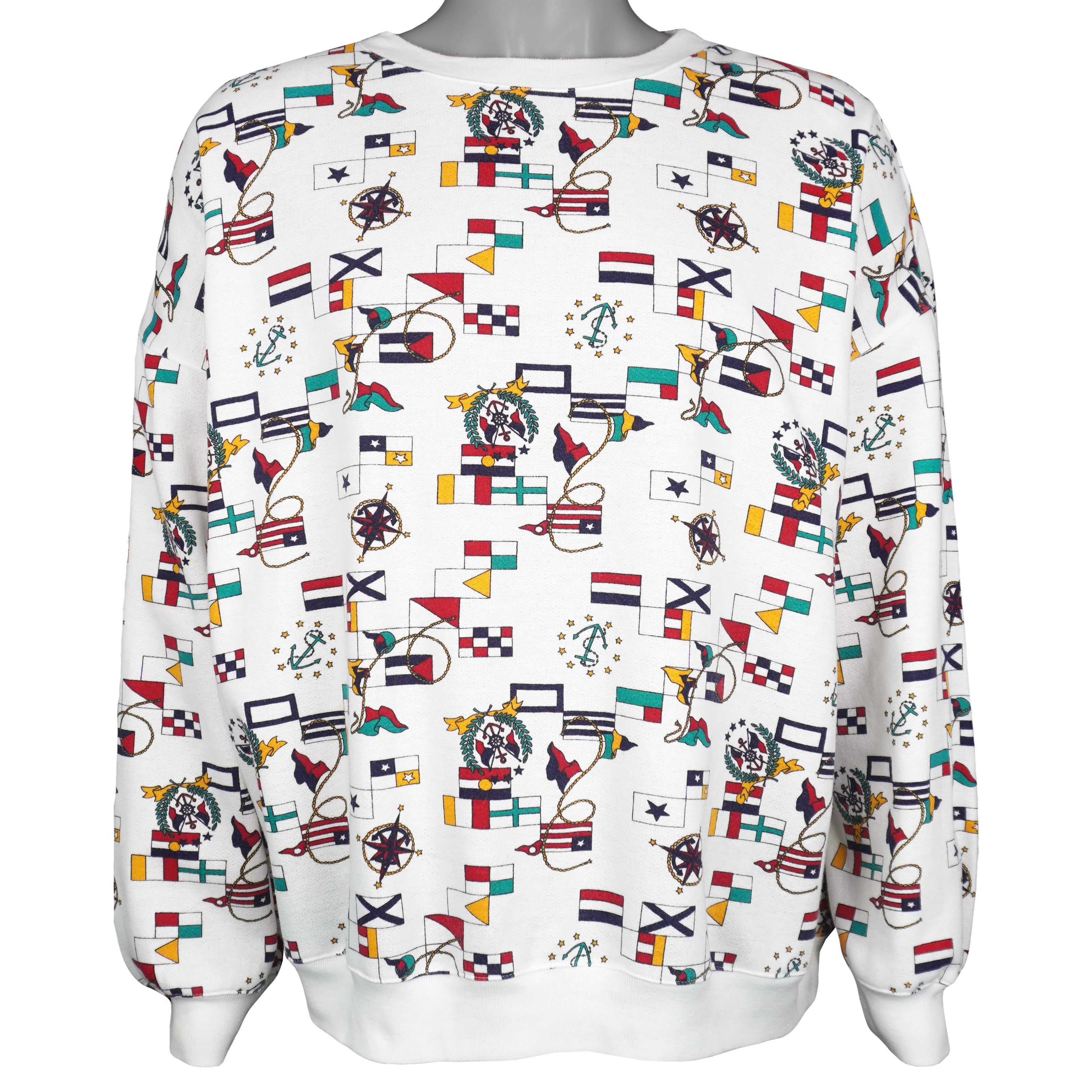 Vintage - Nautical Flags All Over Print Crew Neck Sweatshirt 1990s 3X-Large Vintage Retro