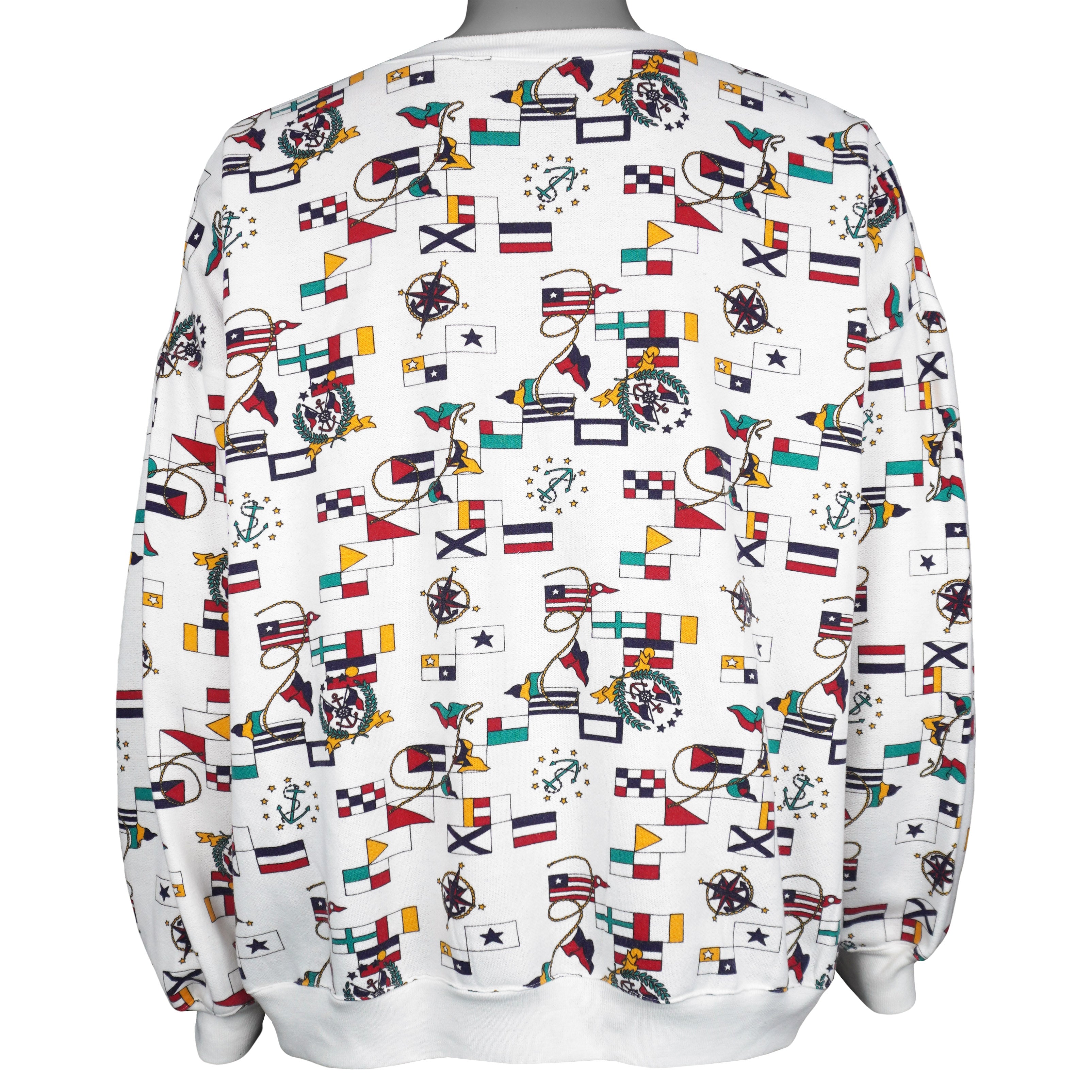 Vintage - Nautical Flags All Over Print Crew Neck Sweatshirt 1990s 3X-Large Vintage Retro