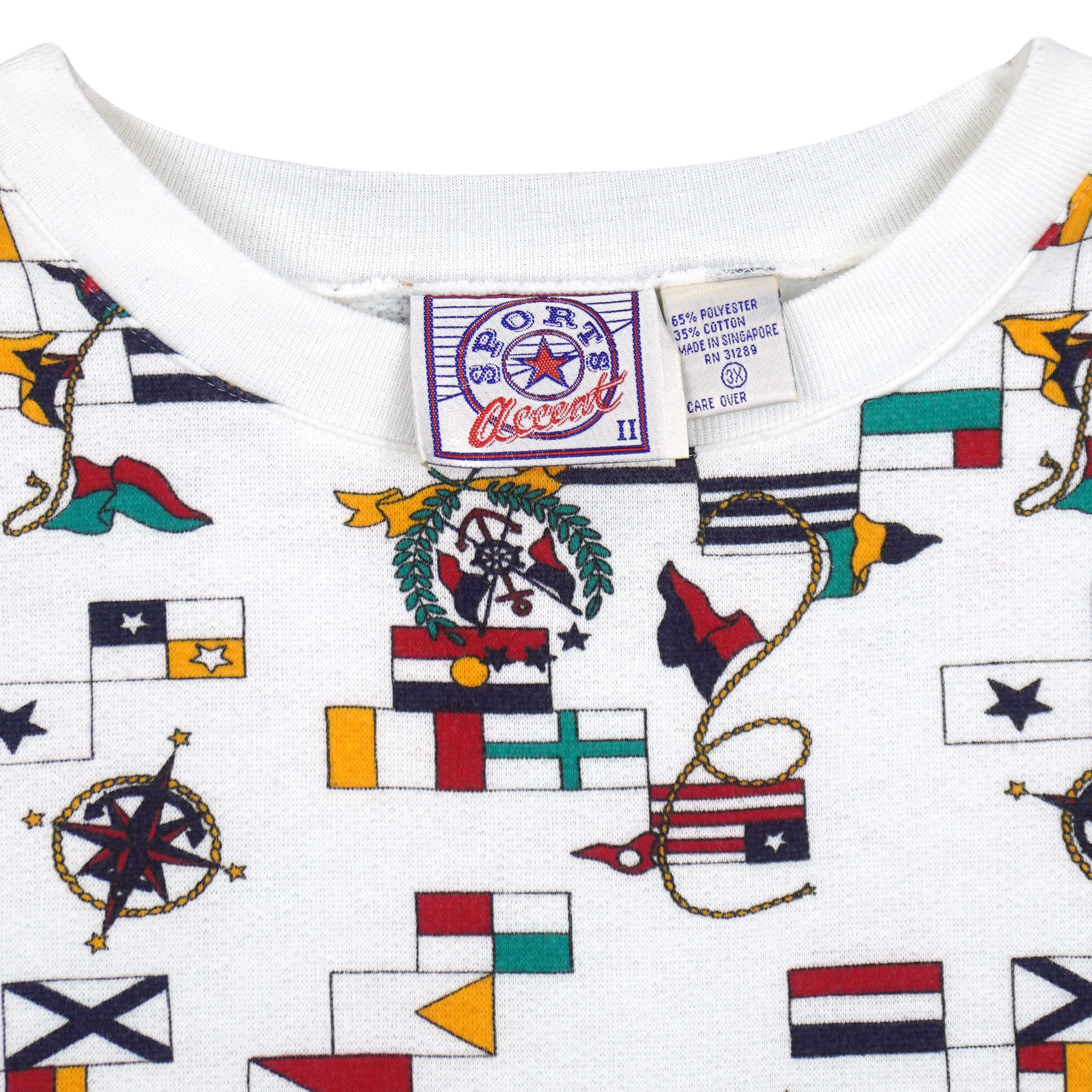 Vintage - Nautical Flags All Over Print Crew Neck Sweatshirt 1990s 3X-Large Vintage Retro