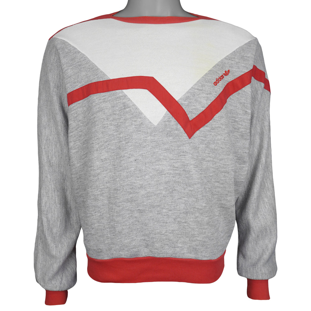 Adidas - Grey Crew Neck Sweatshirt 1990s Small Vintage Retro