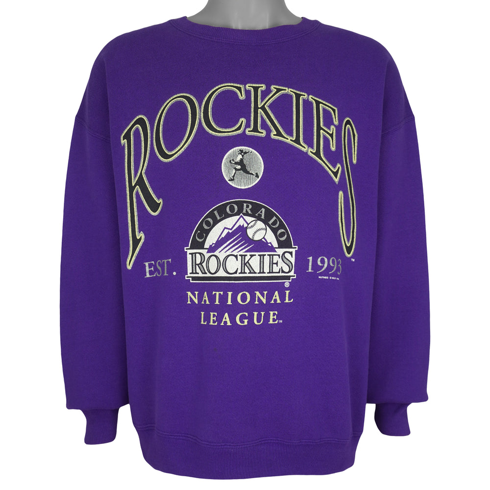 MLB (Lee Sport) - Colorado Rockies National League Crew Neck Sweatshirt 1996 X-Large Vintage Retro Baseball