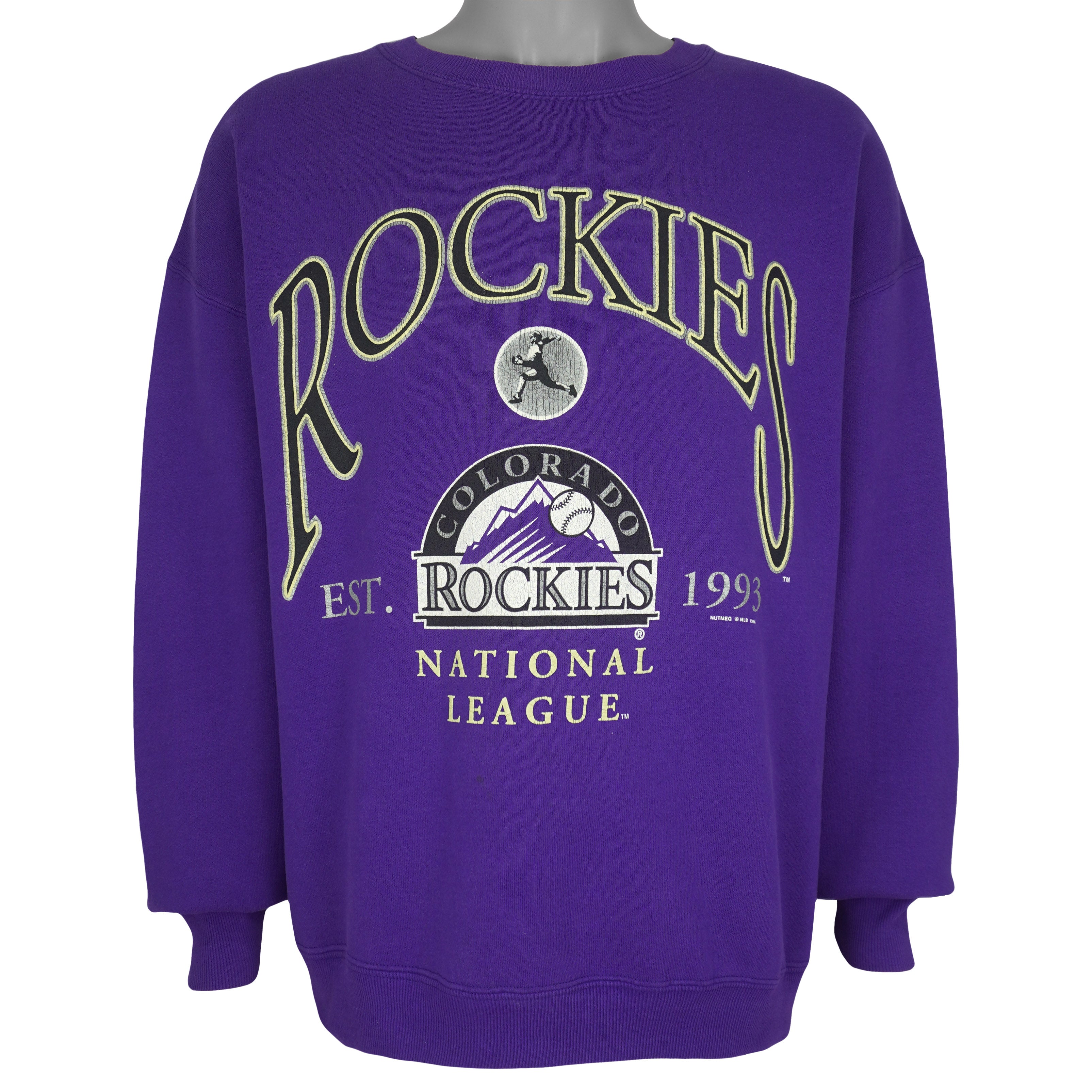 MLB (Lee Sport) - Colorado Rockies National League Crew Neck Sweatshirt 1996 X-Large Vintage Retro Baseball