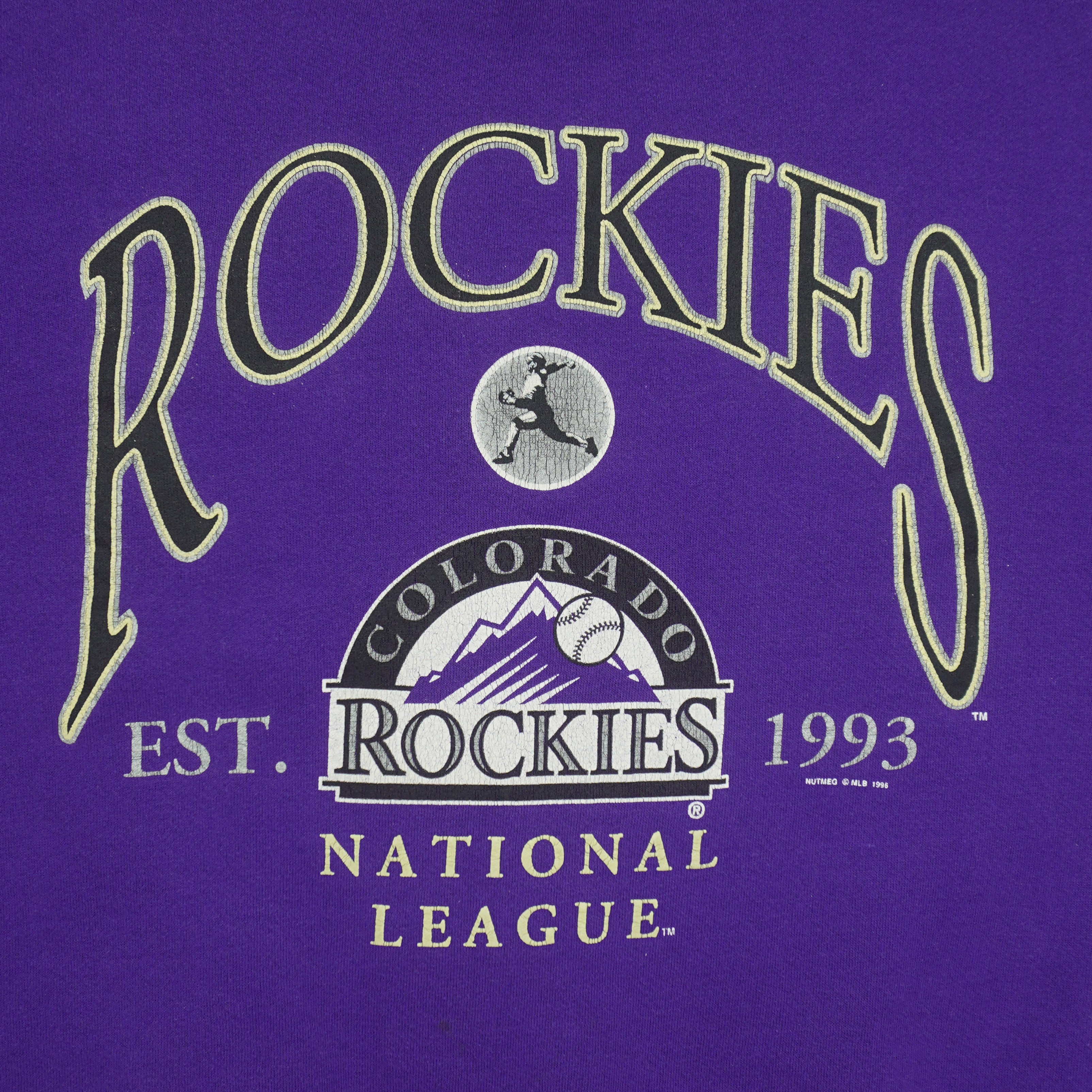 MLB (Lee Sport) - Colorado Rockies National League Crew Neck Sweatshirt 1996 X-Large Vintage Retro Baseball