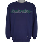 Budweiser (Hanes) - Blue Spell Out Crew Neck Sweatshirt 1993 X-Large Vintage Retro