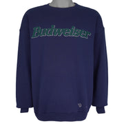 Budweiser (Hanes) - Blue Spell Out Crew Neck Sweatshirt 1993 X-Large Vintage Retro