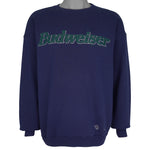 Budweiser (Hanes) - Blue Spell Out Crew Neck Sweatshirt 1993 X-Large Vintage Retro