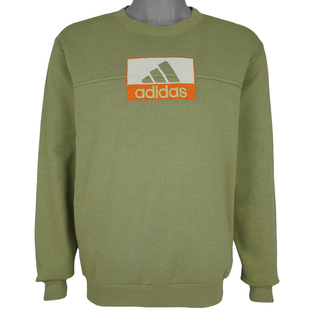 Adidas - Embroidered Logo Crew Neck Sweatshirt 1990s Large Vintage Retro