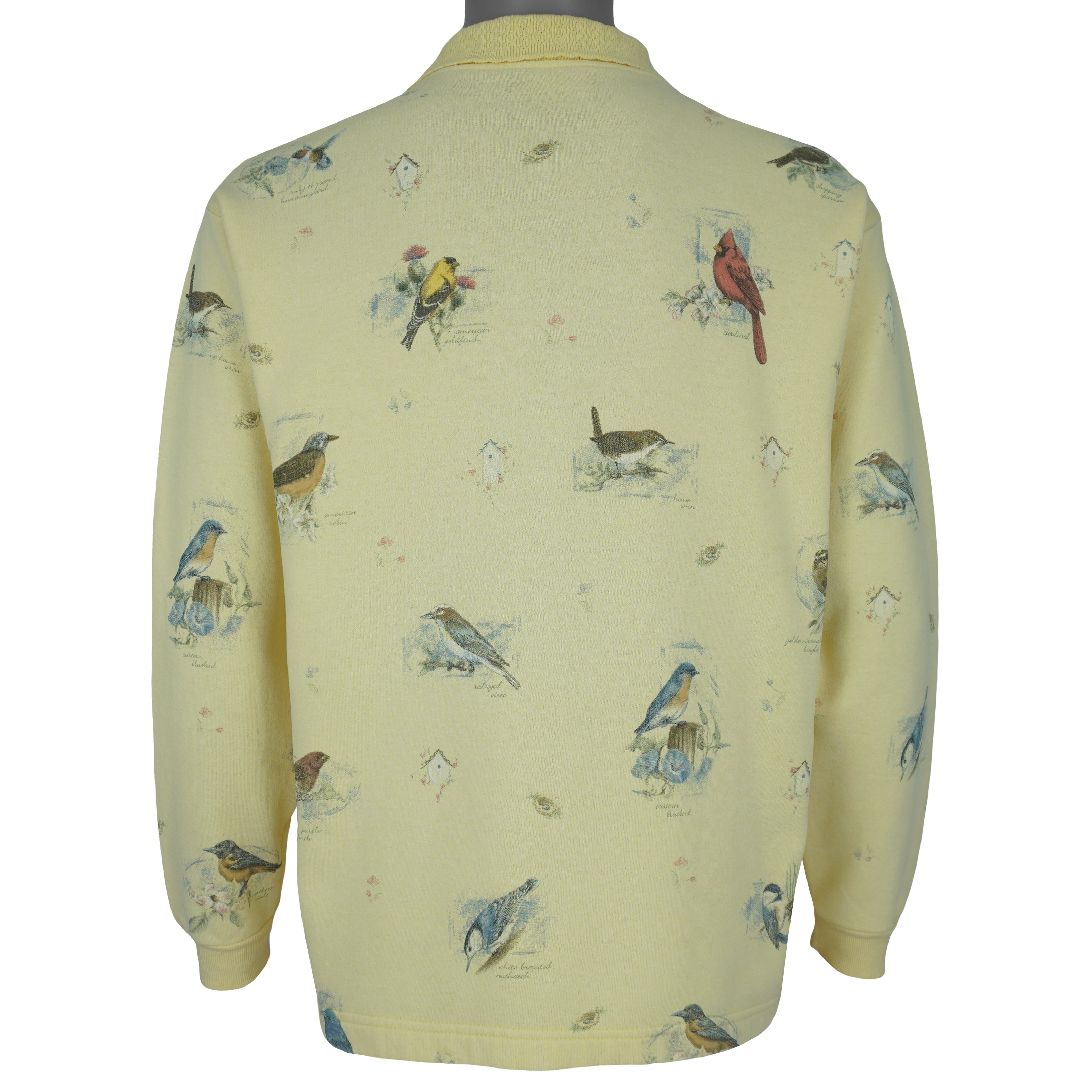 Vintage (Artisans)- Birds Button-Up Cardigan Large Vintage Retro