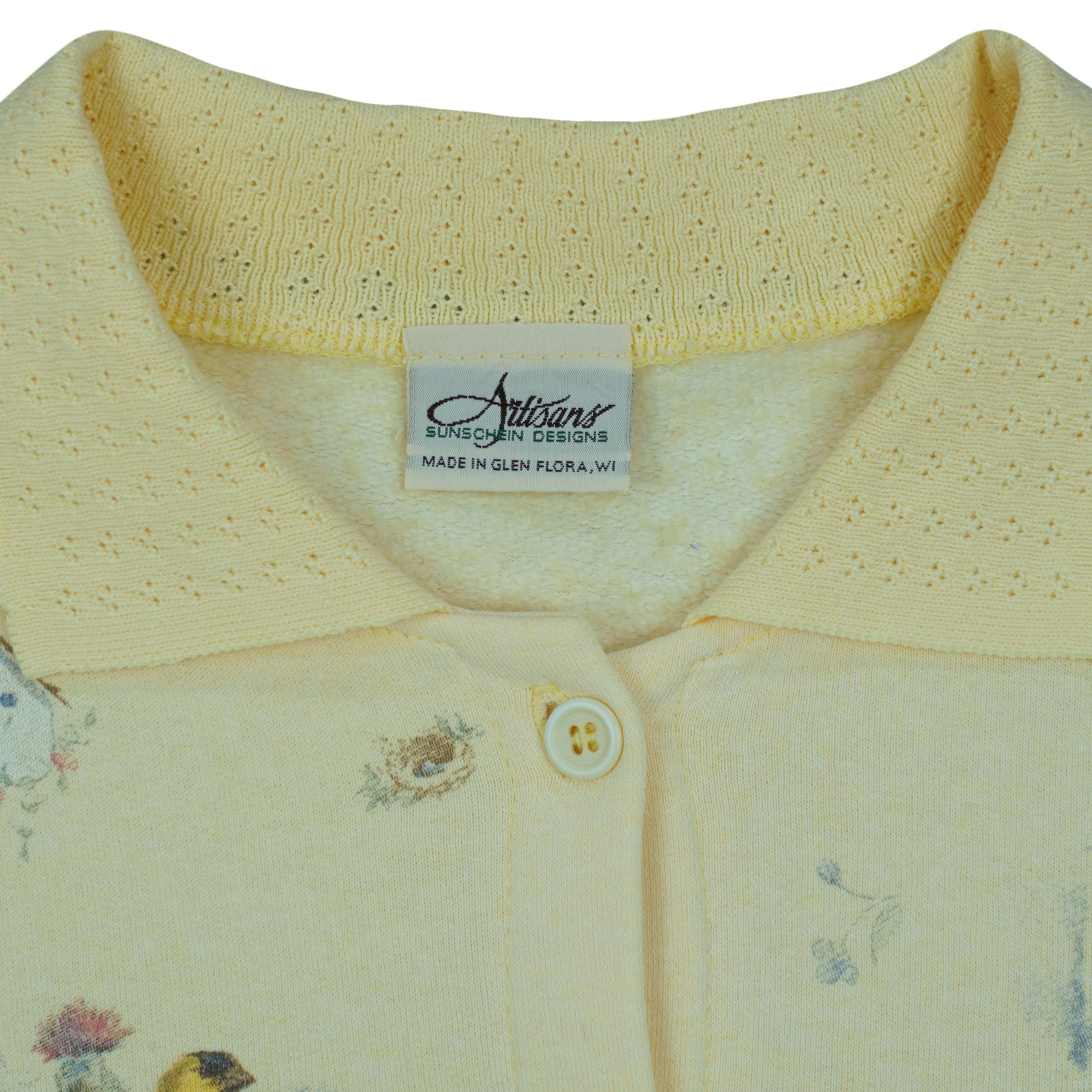 Vintage (Artisans)- Birds Button-Up Cardigan Large Vintage Retro