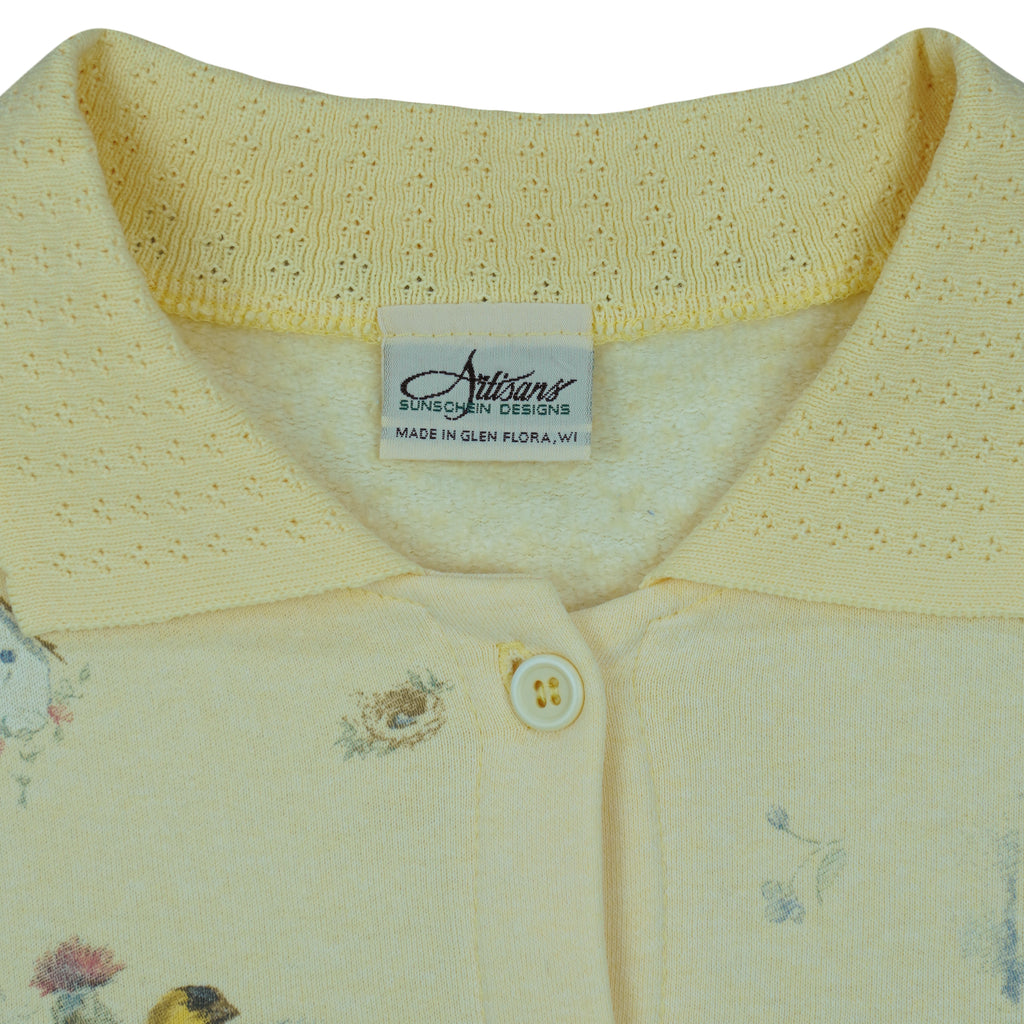 Vintage (Artisans)- Birds Button-Up Cardigan Large Vintage Retro