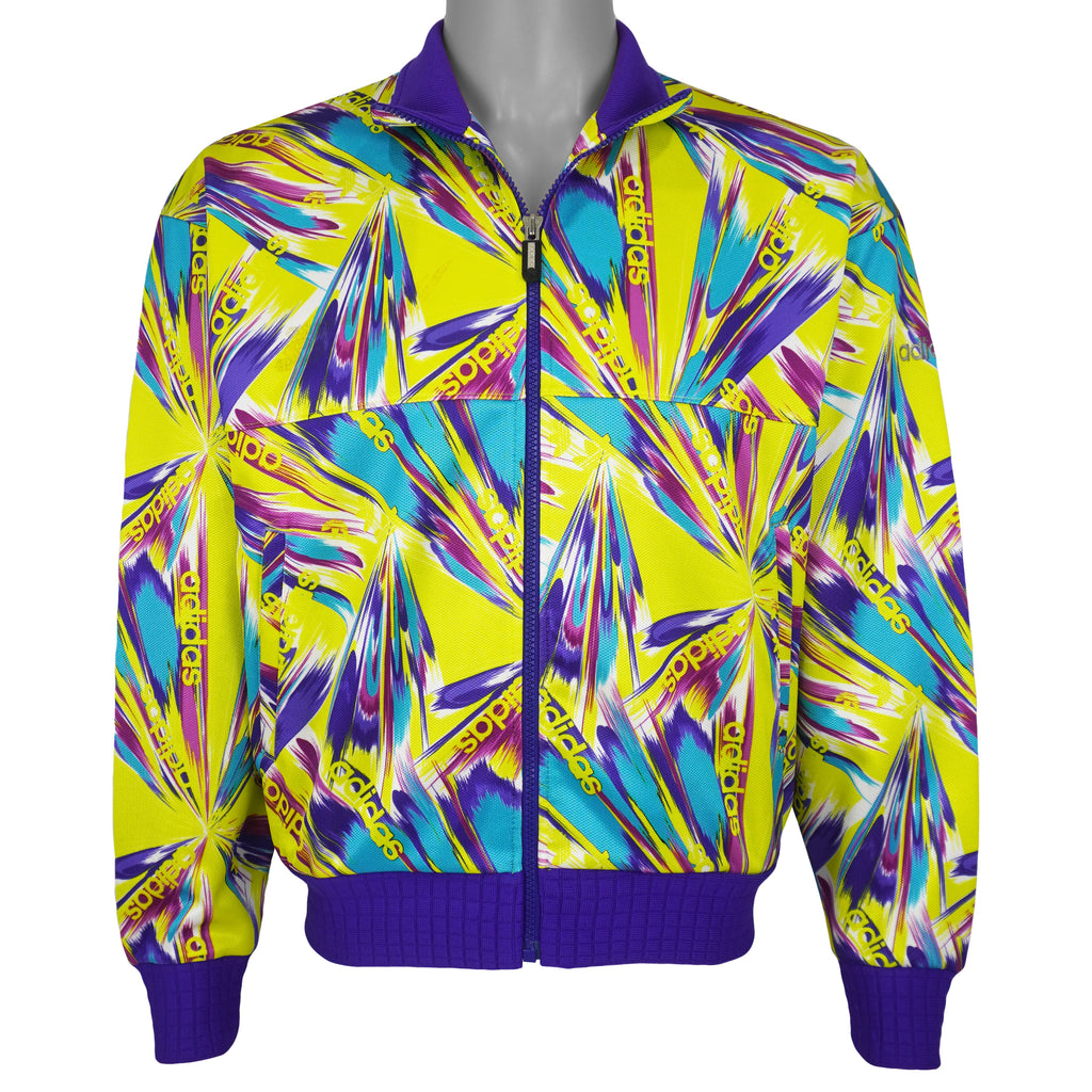 Adidas - Neon Multicolor Track Jacket 1990s Large Vintage Retro