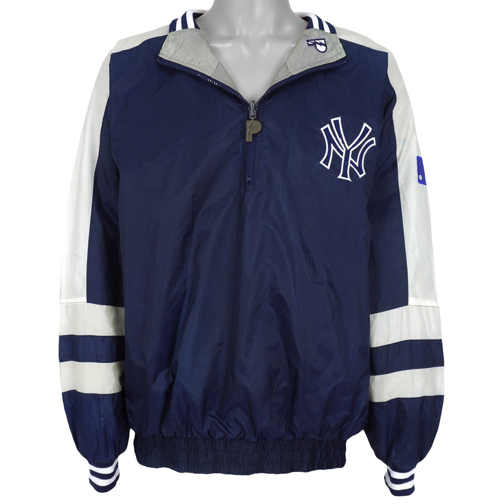 MLB (Pro Player) - Blue & Grey Yankees Reversible Windbreaker 1990s X-Large Vintage Retro Baseball