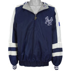 MLB (Pro Player) - Blue & Grey Yankees Reversible Windbreaker 1990s X-Large Vintage Retro Baseball