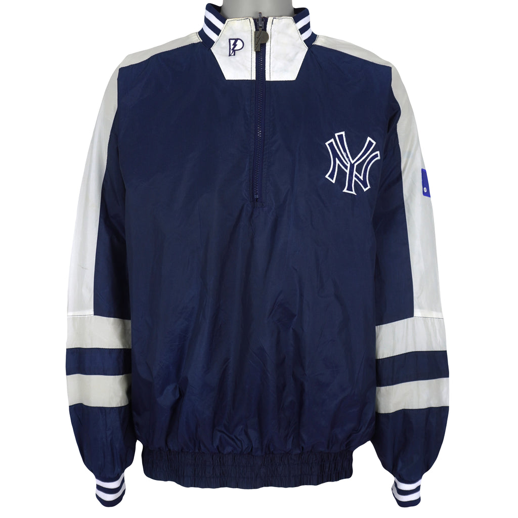 MLB (Pro Player) - Blue & Grey Yankees Reversible Windbreaker 1990s X-Large Vintage Retro Baseball