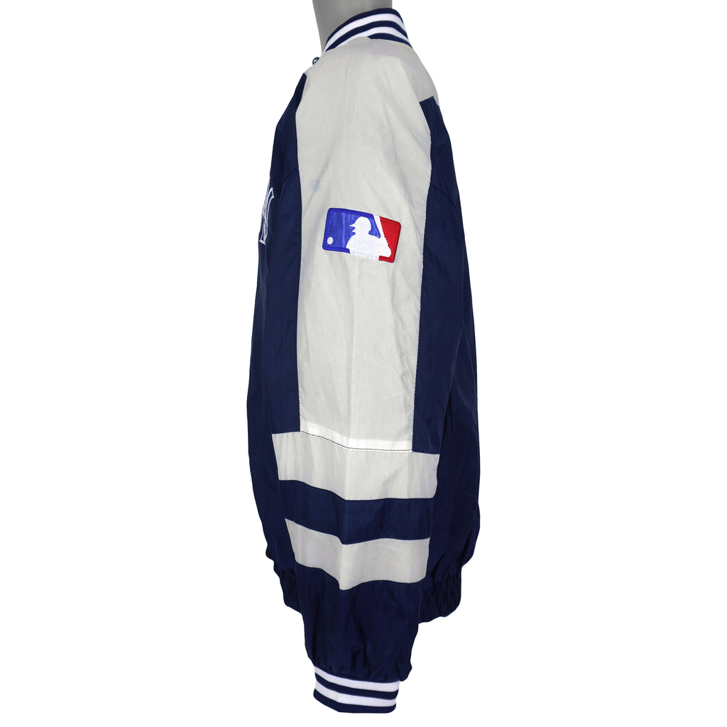 MLB (Pro Player) - Blue & Grey Yankees Reversible Windbreaker 1990s X-Large Vintage Retro Baseball