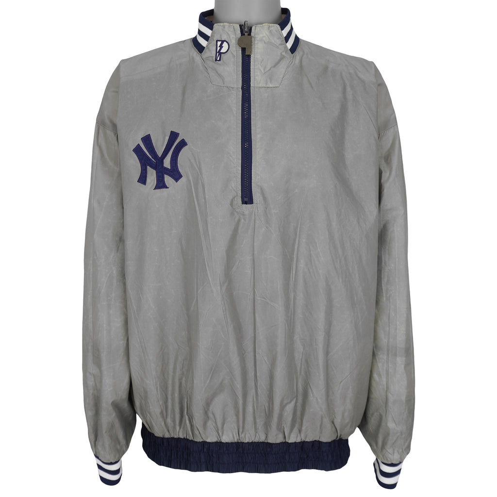 MLB (Pro Player) - Blue & Grey Yankees Reversible Windbreaker 1990s X-Large Vintage Retro Baseball