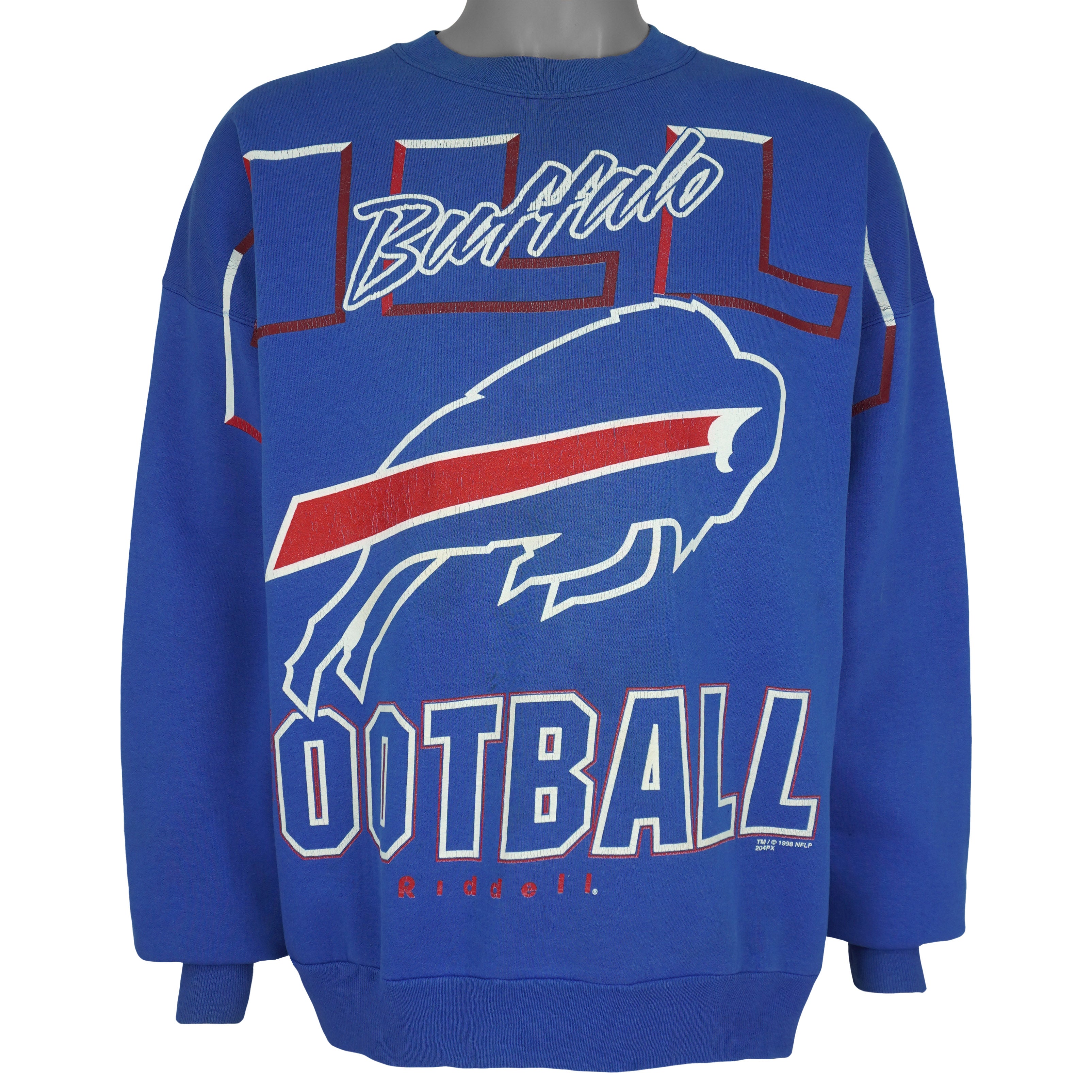 NFL (Riddell) - Buffalo Bills Big Logo Crew Neck Sweatshirt 1998 X-Large Vintage Retro Football