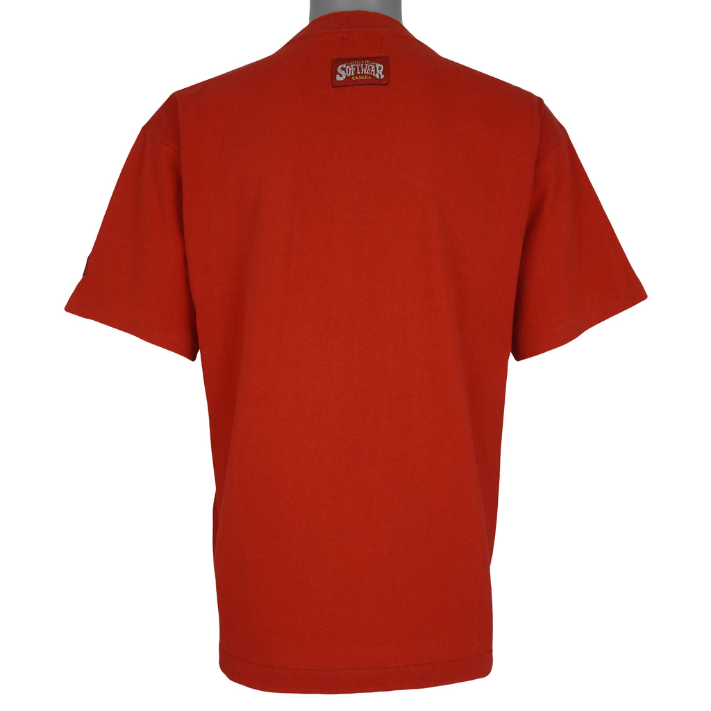 NHL (Softwear) - Calgary Flames Single Stitch T-Shirt 1994 Medium Vintage Retro Hockey