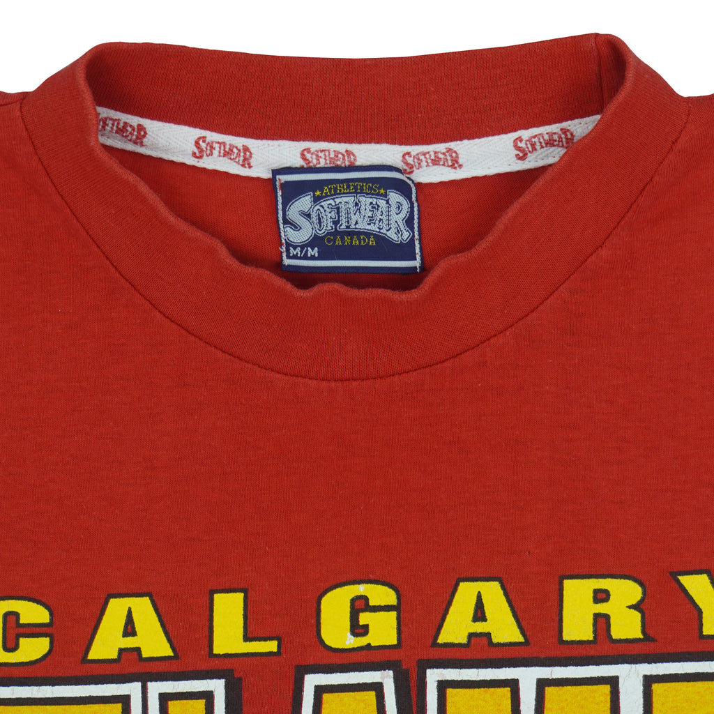NHL (Softwear) - Calgary Flames Single Stitch T-Shirt 1994 Medium Vintage Retro Hockey