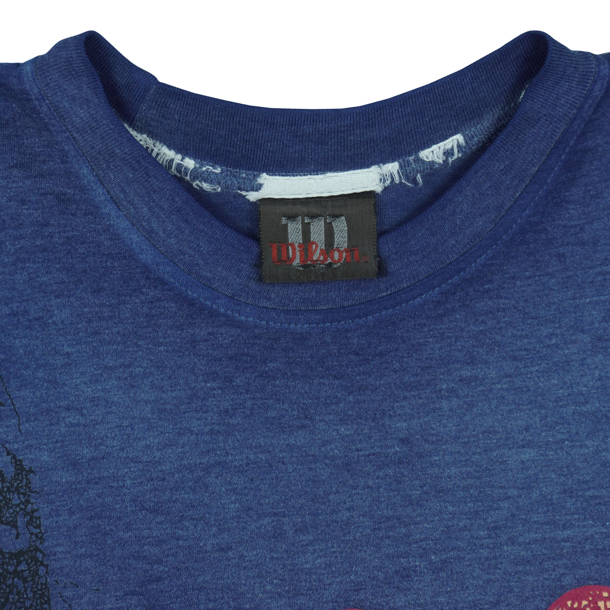 Vintage Wilson - Football Graphic T-Shirt 1990s Large in blue and navy