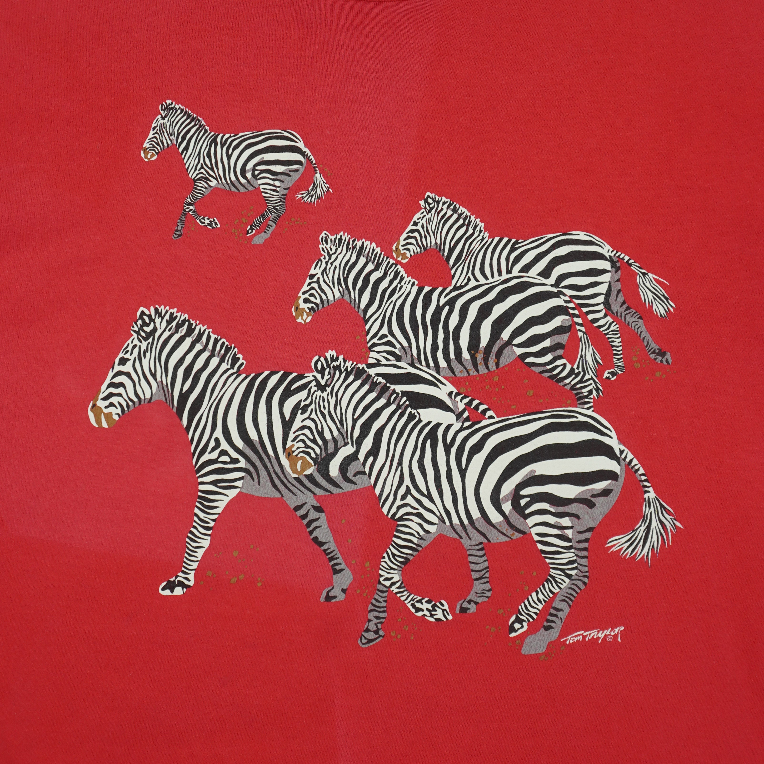 Vintage (Hanes) -Zebras Animal Print T-Shirt 1990s Large Vintage Retro