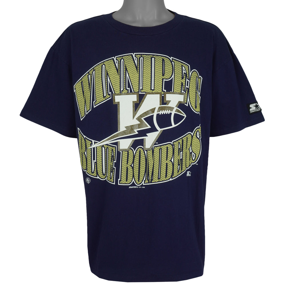 Vintage Starter (CFL) - Winnipeg Blue Bombers Big Spell-Out T-Shirt 1996 X-Large