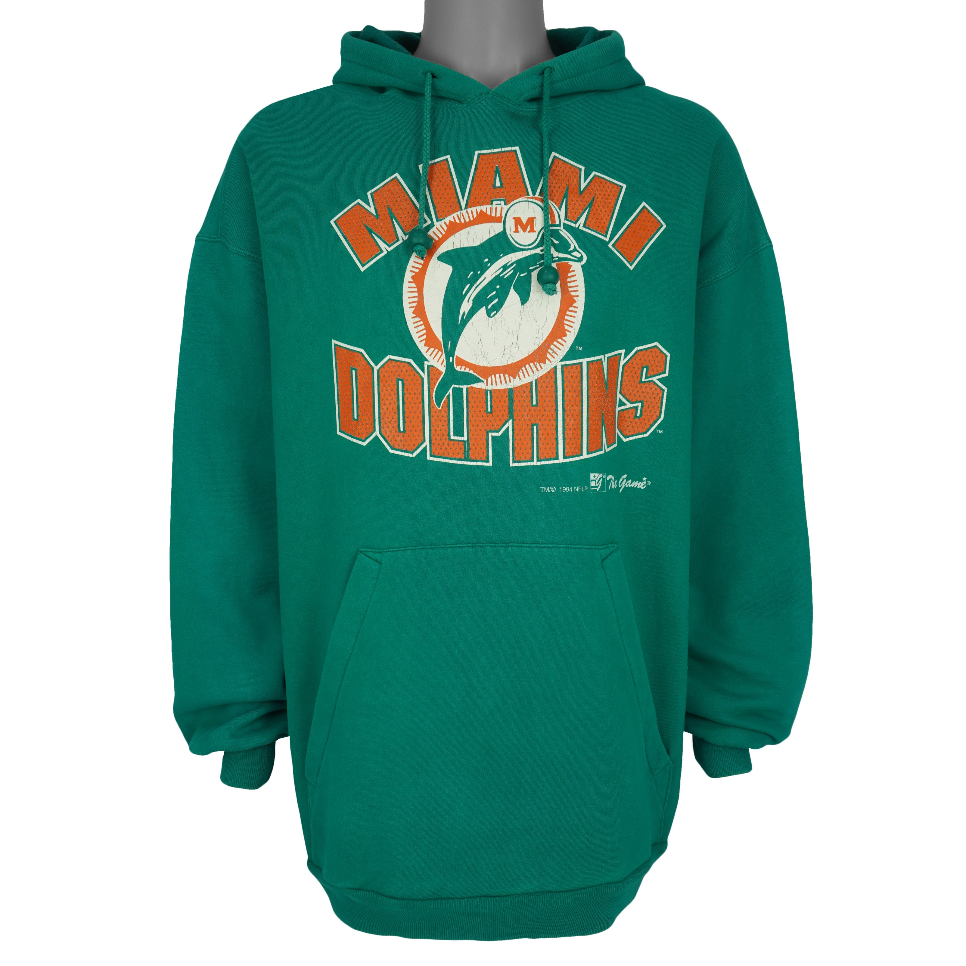 NFL (The Game) - Miami Dolphins Hooded Sweatshirt 1994 X-Large Vintage Retro Football