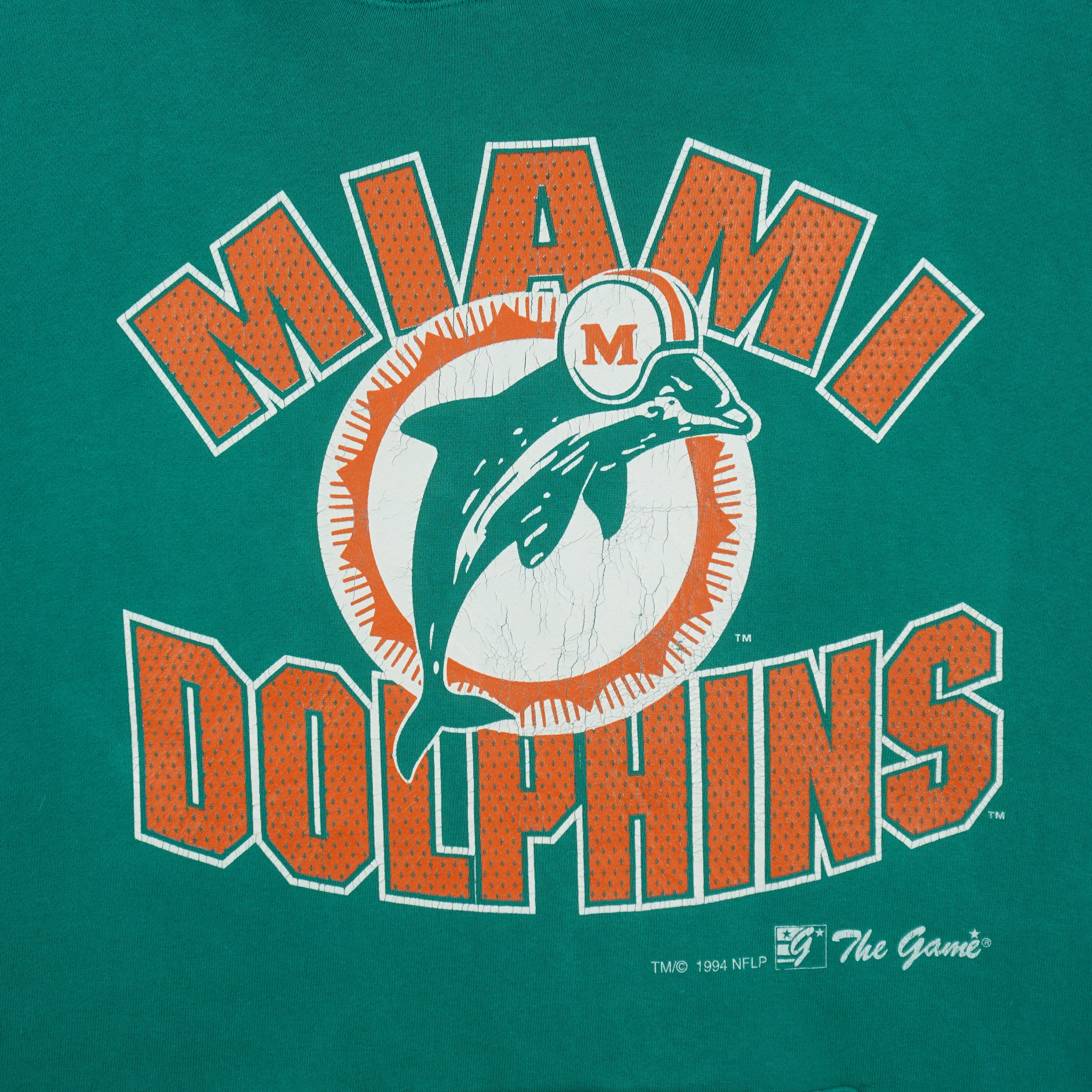 NFL (The Game) - Miami Dolphins Hooded Sweatshirt 1994 X-Large Vintage Retro Football
