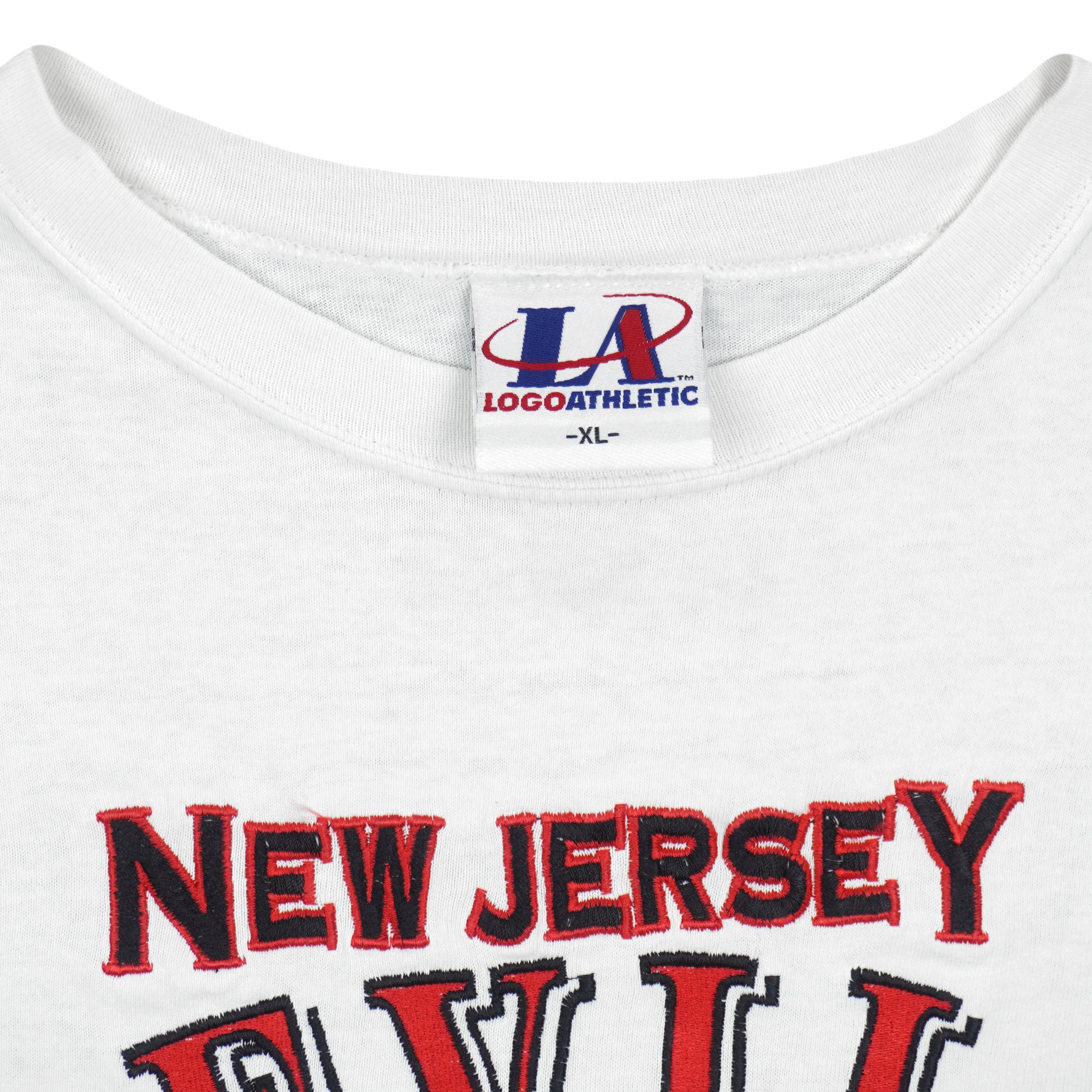 NHL (Logo Athletic) - New Jersey Devils Embroidered T-Shirt 1990s X-Large Vintage Retro Hockey