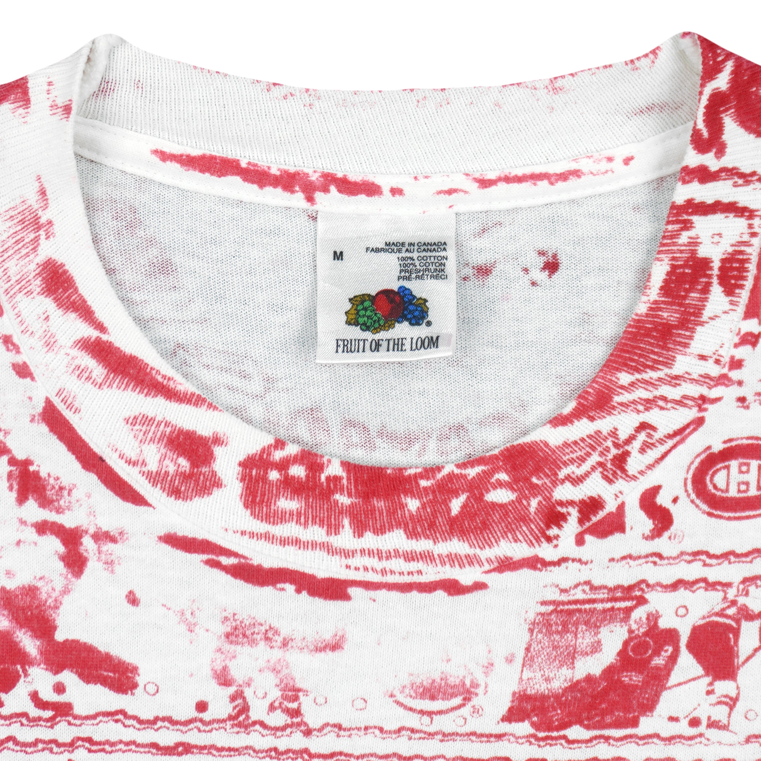 NHL (Fruit Of The Loom) - Montreal Canadiens All Over Print T-Shirt 1990s Medium Vintage Retro Hockey