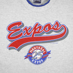 Vintage MLB (Softwear) - Montreal Expos Roll-Up Sleeve Baseball T-Shirt 1993 Large in gray and blue