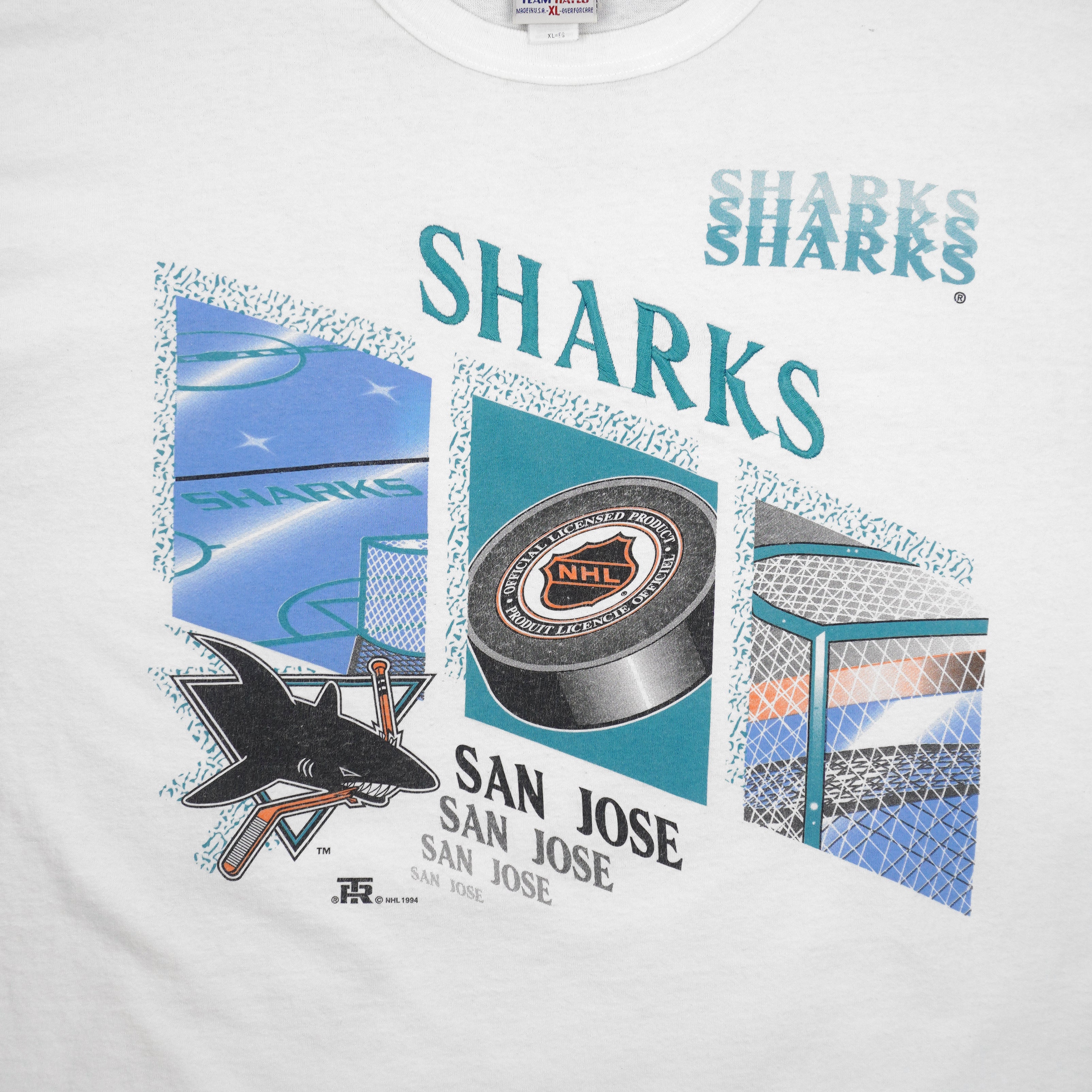 NHL (Team Rated) - San Jose Sharks Hockey T-Shirt 1994 X-Large Vintage Retro Hockey