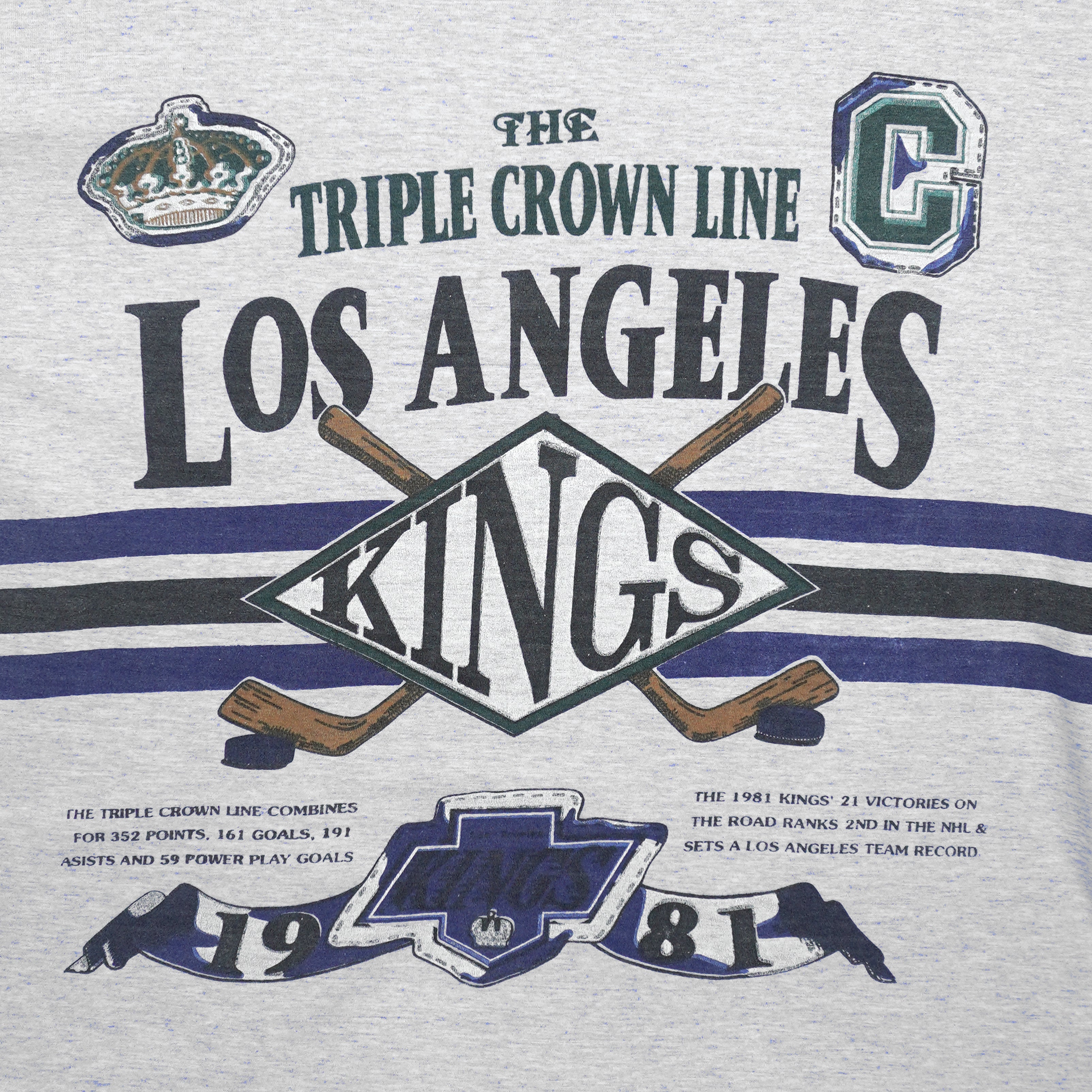 NHL - Los Angeles Kings Triple Crown Line T-Shirt 1990s Large Vintage Retro Hockey