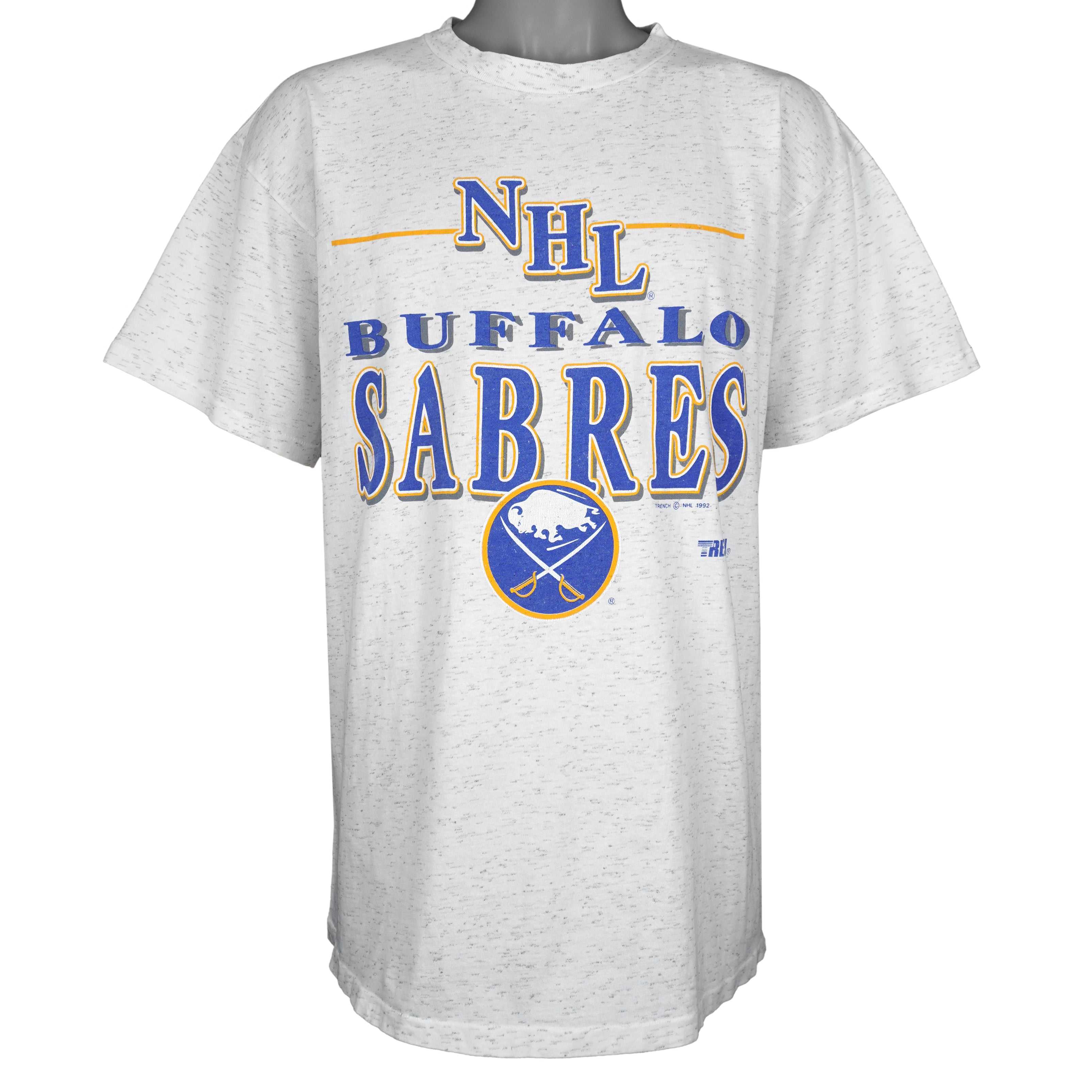 NHL (Trench) - Buffalo Sabres Spell-Out T-Shirt 1992 X-Large Vintage Retro Hockey