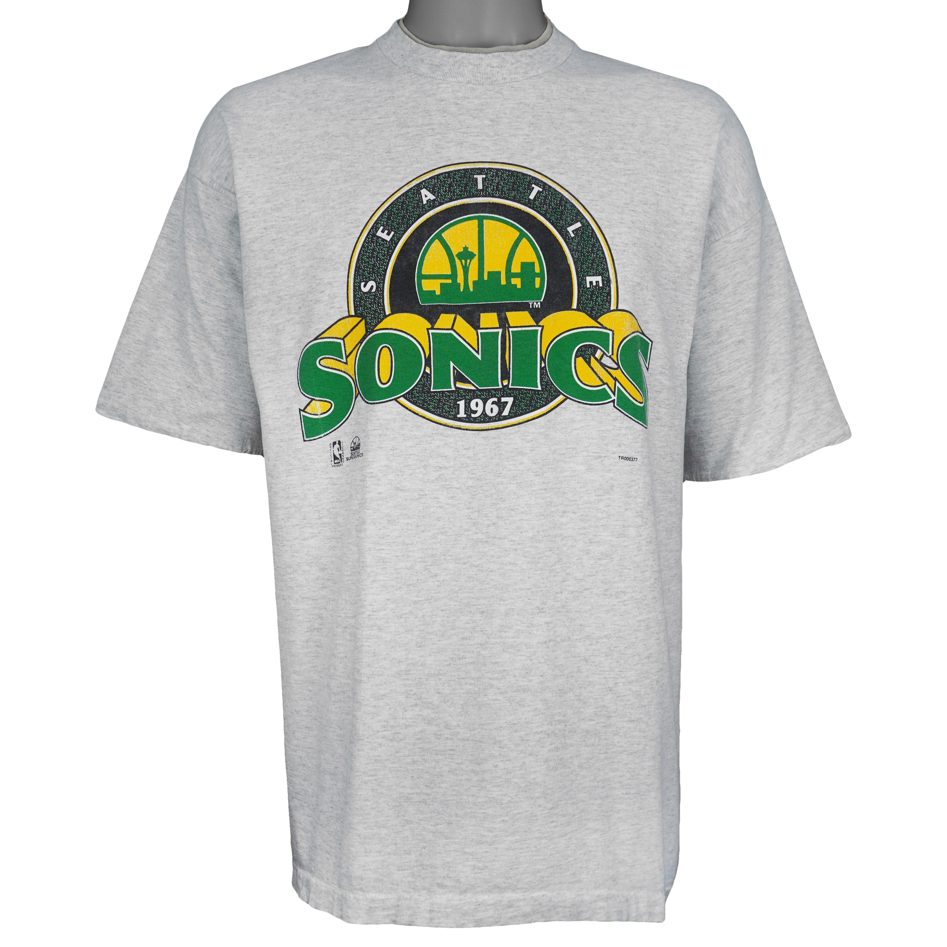 NBA (Signal) - Seattle Supersonics Roll Up Sleeves T-Shirt 1990s X-Large Vintage Retro Basketball