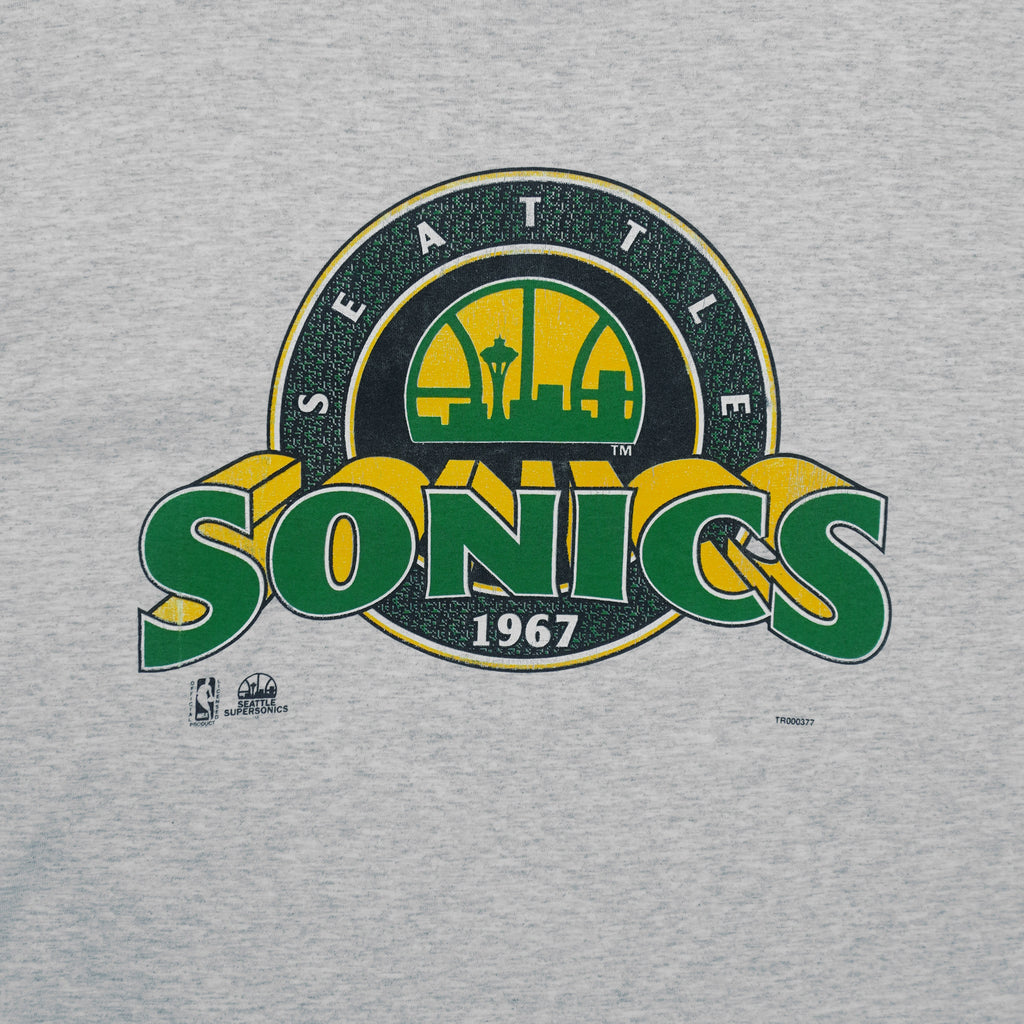 NBA (Signal) - Seattle Supersonics Roll Up Sleeves T-Shirt 1990s X-Large Vintage Retro Basketball