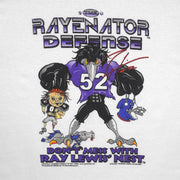 NFL (Anvil) - Baltimore Ravens Ray Lewis Rayenator Defense Spell-Out T-Shirt 2001 Large Vintage Retro Football