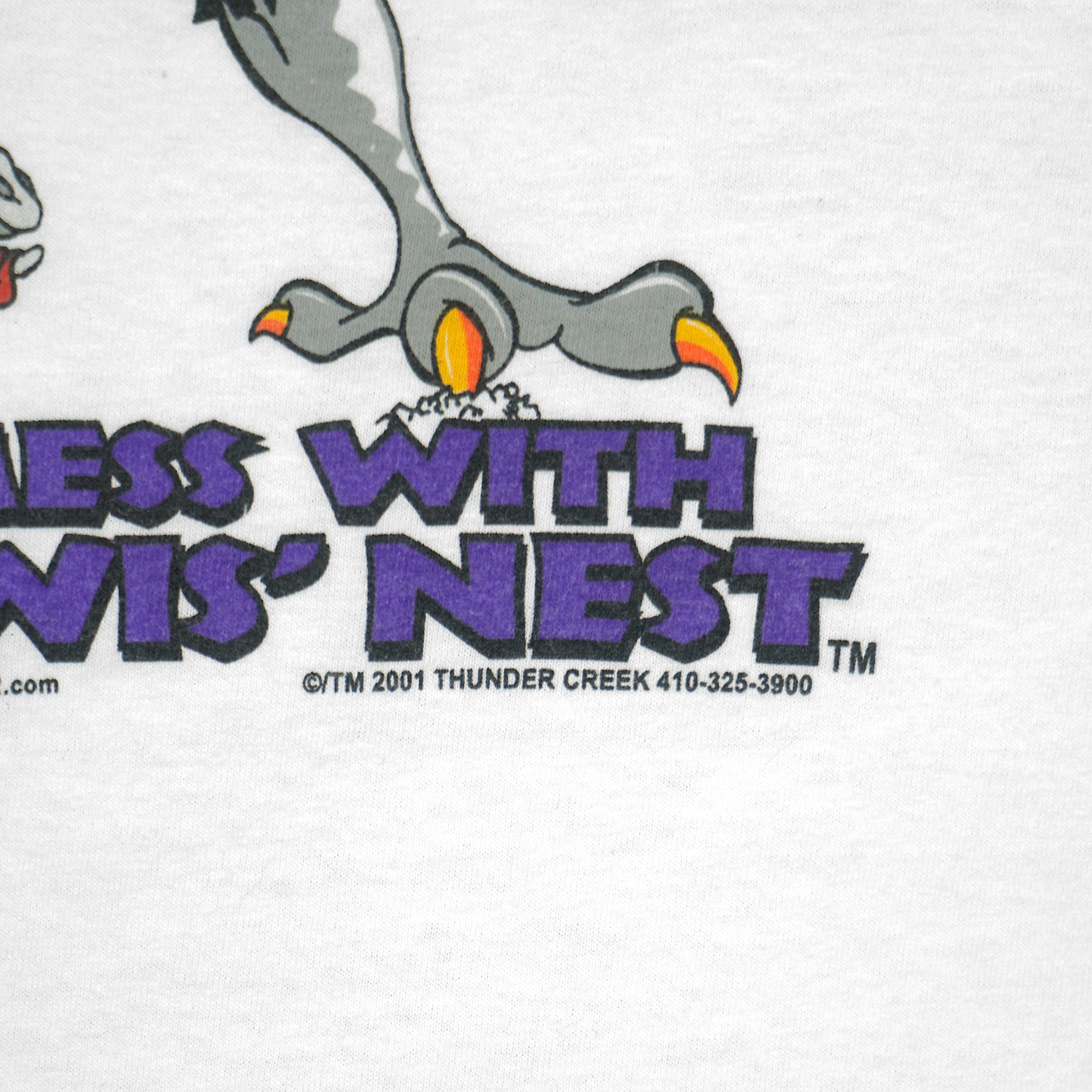 NFL (Anvil) - Baltimore Ravens Ray Lewis Rayenator Defense Spell-Out T-Shirt 2001 Large Vintage Retro Football