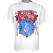 Vintage NFL (Tournament) - Houston Oilers AFC Central Division Champions T-Shirt 1991 Medium in white
