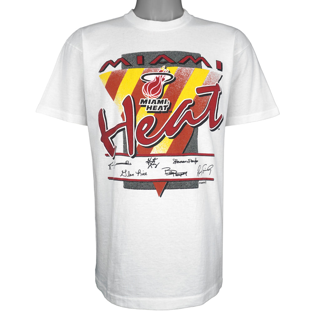 NBA (Super Shirt) - Miami Heat Autographed T-Shirt 1990s Large Vintage Retro Basketball