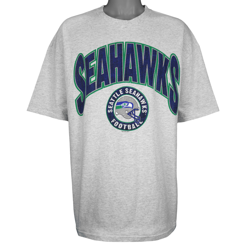 NFL (Hanes) - Seattle Seahawks Big Spell-Out T-Shirt 1997 XX-Large Vintage Retro Football