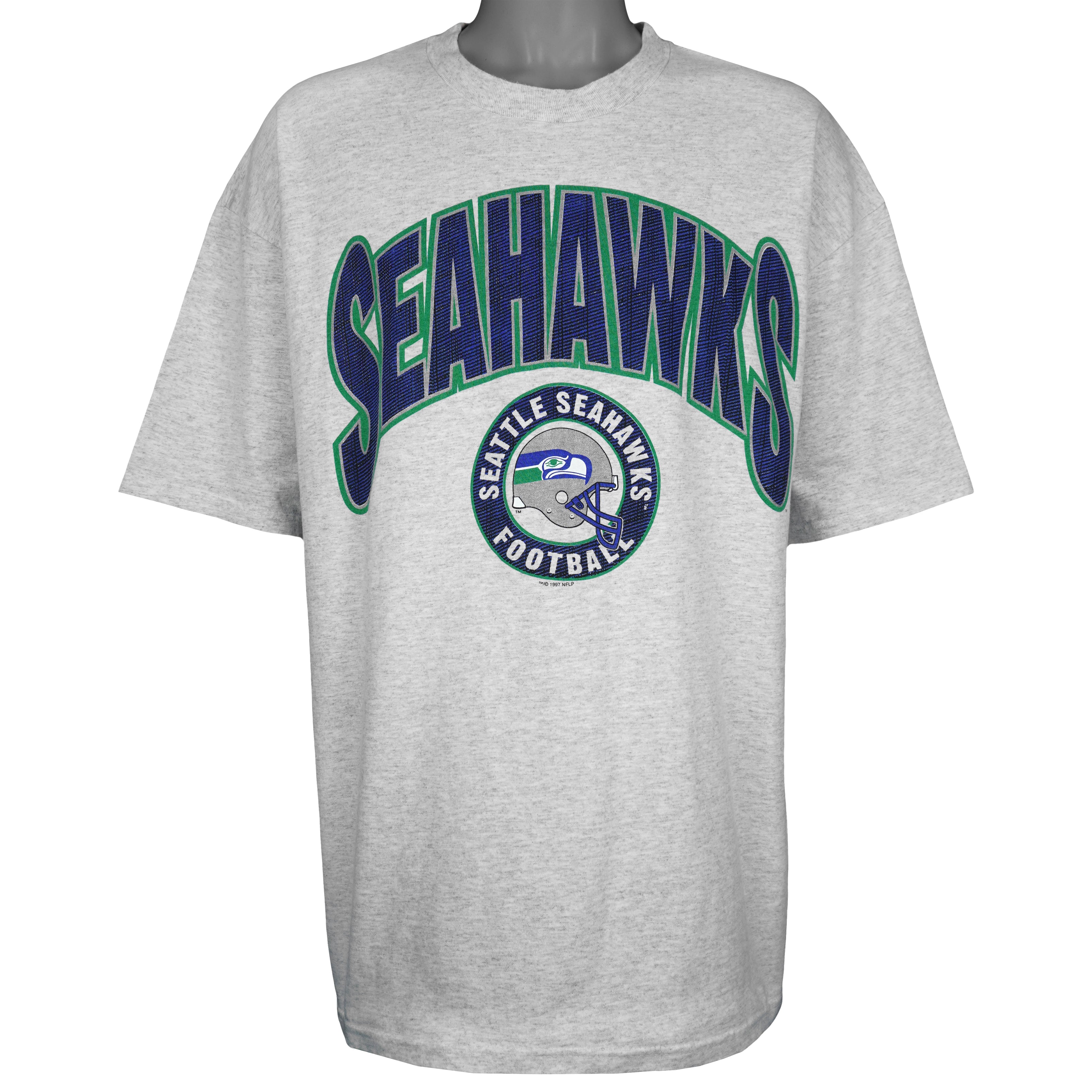 NFL (Hanes) - Seattle Seahawks Big Spell-Out T-Shirt 1997 XX-Large Vintage Retro Football