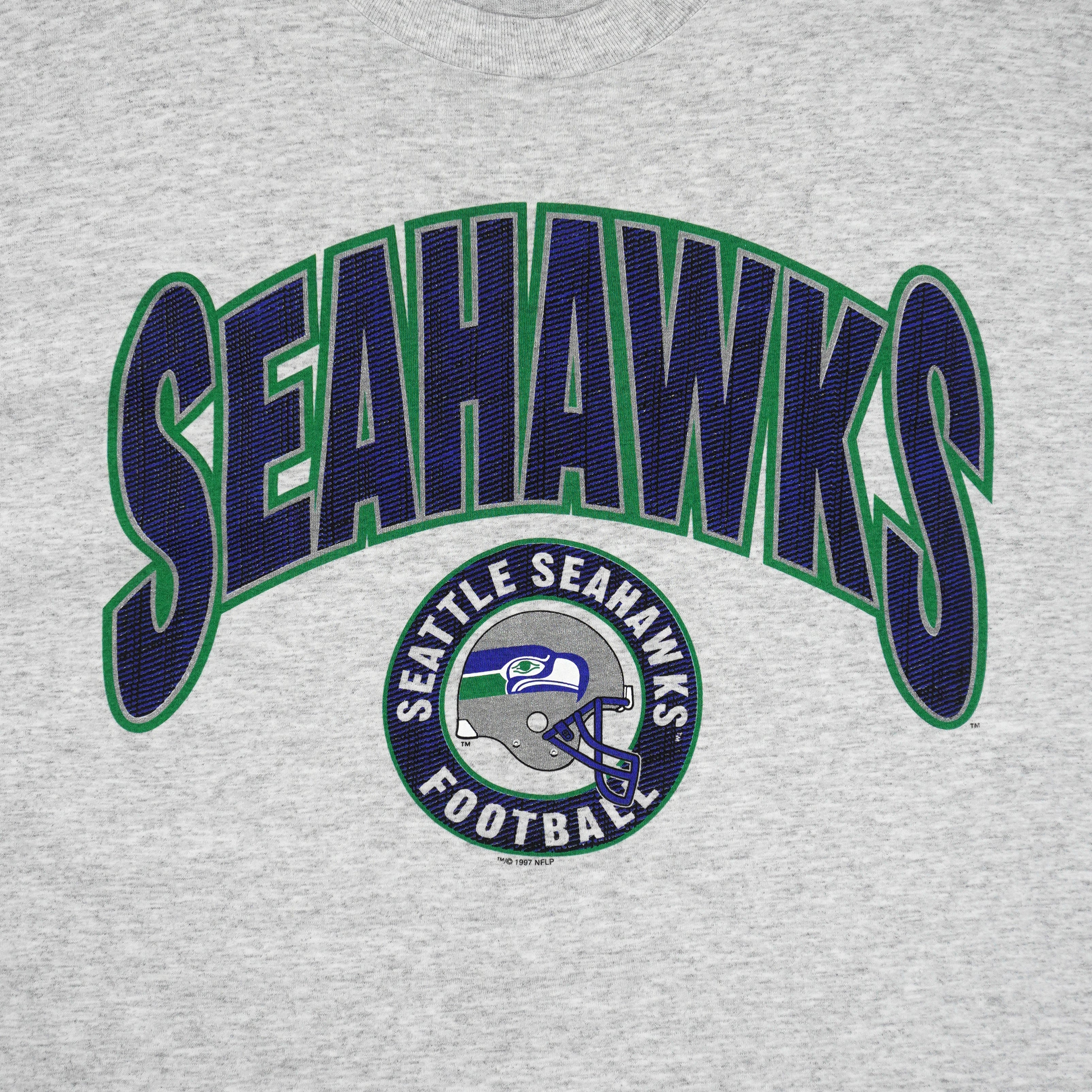 NFL (Hanes) - Seattle Seahawks Big Spell-Out T-Shirt 1997 XX-Large Vintage Retro Football