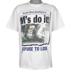 MLB (Jerzees) - Seattle Mariners Front Pages T-Shirt 1995 X-Large Vintage Retro Baseball