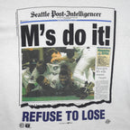 MLB (Jerzees) - Seattle Mariners Front Pages T-Shirt 1995 X-Large Vintage Retro Baseball