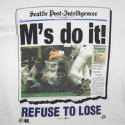 MLB (Jerzees) - Seattle Mariners Front Pages T-Shirt 1995 X-Large Vintage Retro Baseball