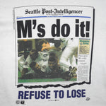 MLB (Jerzees) - Seattle Mariners Front Pages T-Shirt 1995 X-Large Vintage Retro Baseball