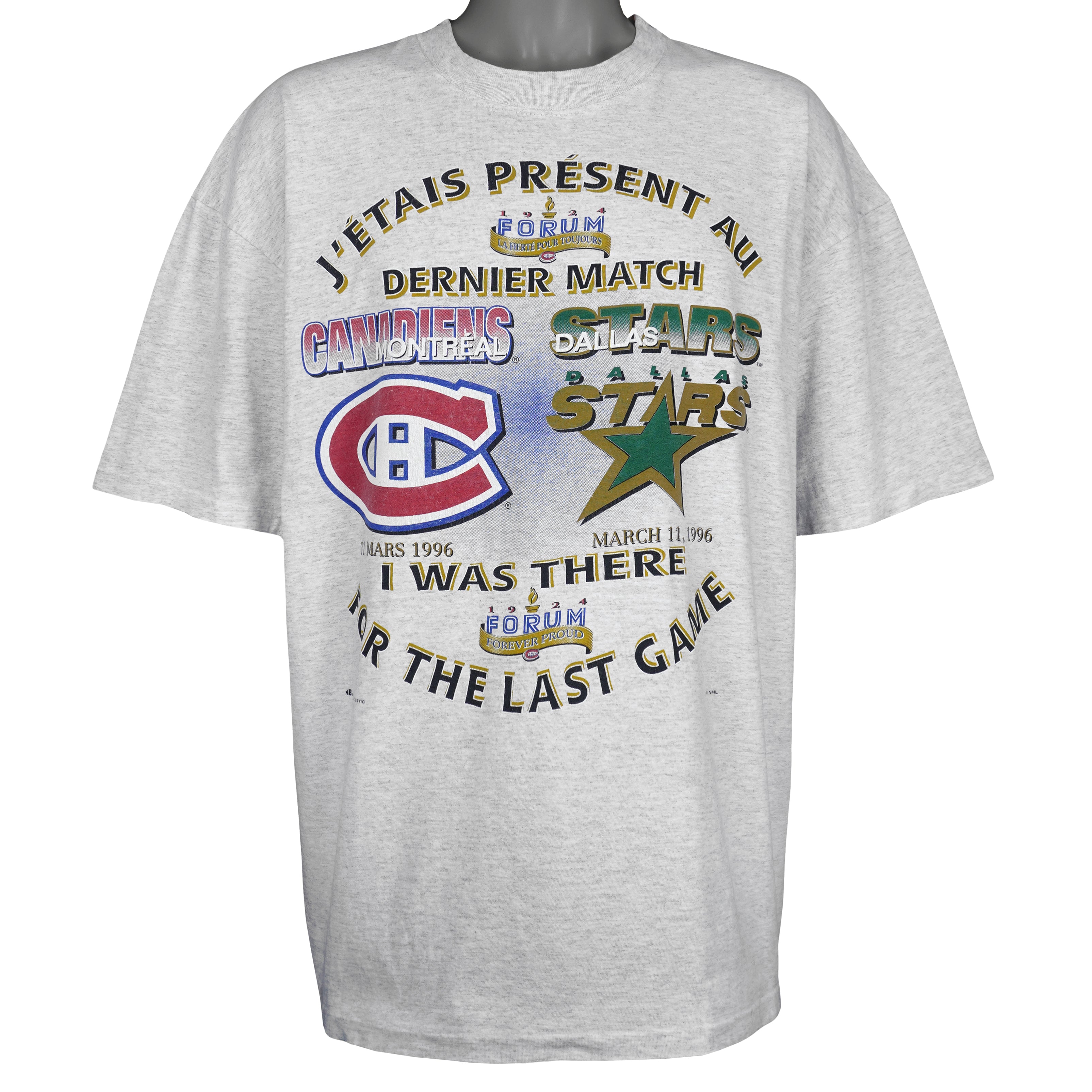 NHL (Bulletin Athletic) - Montreal Canadiens Vs Dallas Stars T-Shirt 1996 XX-Large Vintage Retro Hockey
