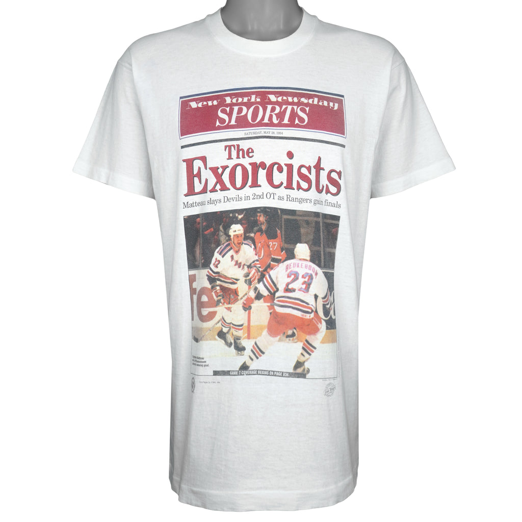 NHL - New York Rangers The Exorcists Front Pages T-Shirt 1994 Large Vintage Retro Hockey